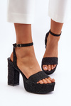 Black Jeans Sandals with Heel Acrana