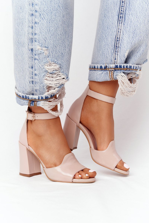 Leather High Heel Sandals Visconi 4361537 Nude