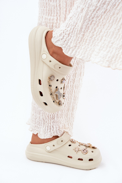 Women's Foam Slippers With Accessories Beige Linaviela