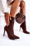 Women's High Boots With A Sock On A Heel Brown Luisell
