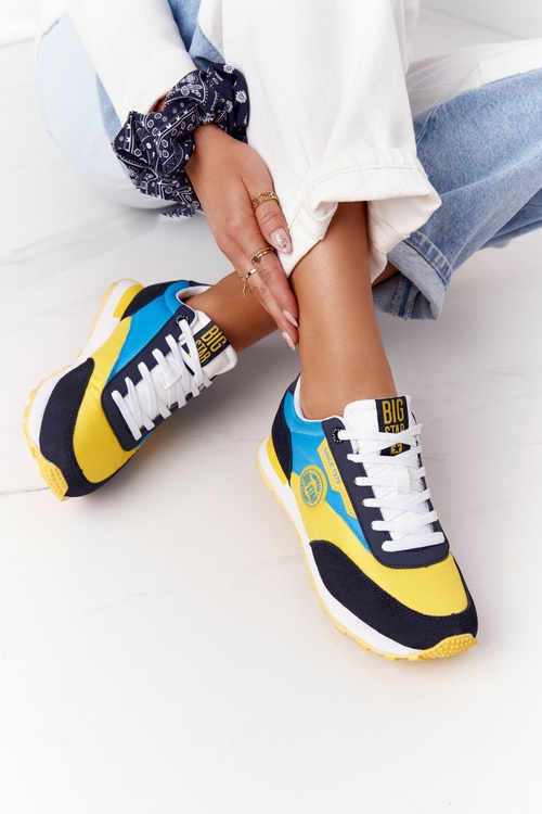 Buty Sportowe Memory Foam Big Star Żółto-Niebieskie HH274525