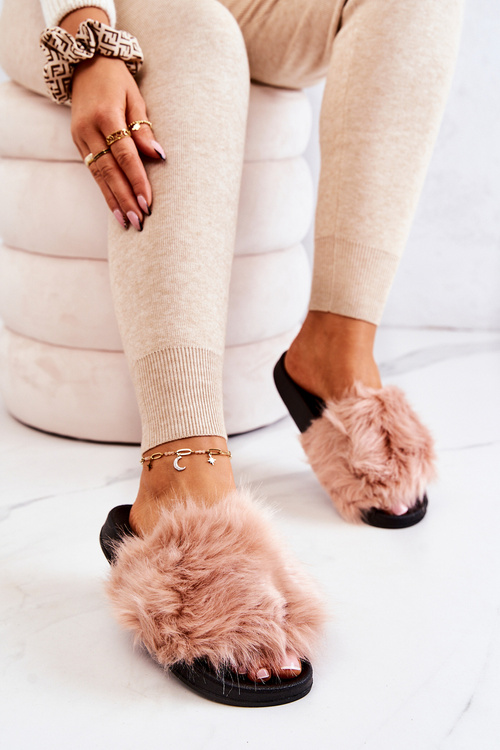 Slippers With Fur Rubber Dirty pink Pollie