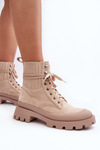 Women's Lace-up Trapper Boots Beige Gordts