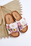Material Slippers With Flowers Bíle Nessa