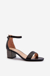 Women's sandals in eco leather on embellished heel black Wiatalia
