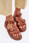 Eco Leather Sandals Women With Buckles Camel Mireza