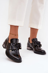 Patent Leather Women's Low Heel Shoes with Bow Zazoo 1399 Black