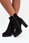 Women's heeled ankle boots with buckle lined black Selisse