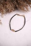 Women's Bracelet Gold Feather Black String Bird