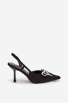 Heeled shoes with bow and open heel Black Derissa