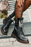 Eco Leather Ankle Boots Workers With Decoration Insulated D&A Black MR880-080