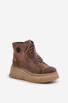 Suede Ankle Boots On A Chunky Platform Maciejka 06309-02 Dark Brown