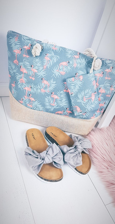 Beach Large Blue Handbag Bag Bag Women's Flamingos