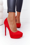 Classic Suede High Heels Red Margharita