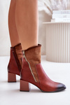 Warm Ladies Heeled Booties Brown Relabina