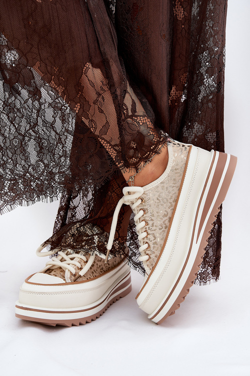 Womens Sneakers On Massive Platform S.Barski BF51-101 Beige