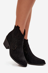 Women's openwork ankle boots on heel Black S.Barski HY52-529 Black