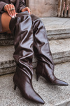 Slip-on Women's High Heel Boots Chocolate Ysolienne