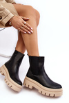 Leather Boots Workery Black-Beige Loretta
