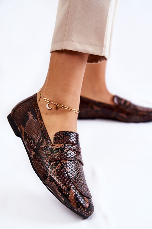 Leather Snake Loafers La.Fi 210023BR-XS Brown