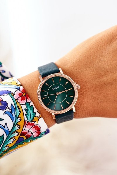 Watch On A Leather Strap Nickel Free ERNEST Dark Green