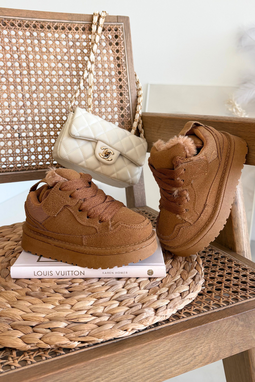 Children's Sneakers Warm Lined Camel Mireen
