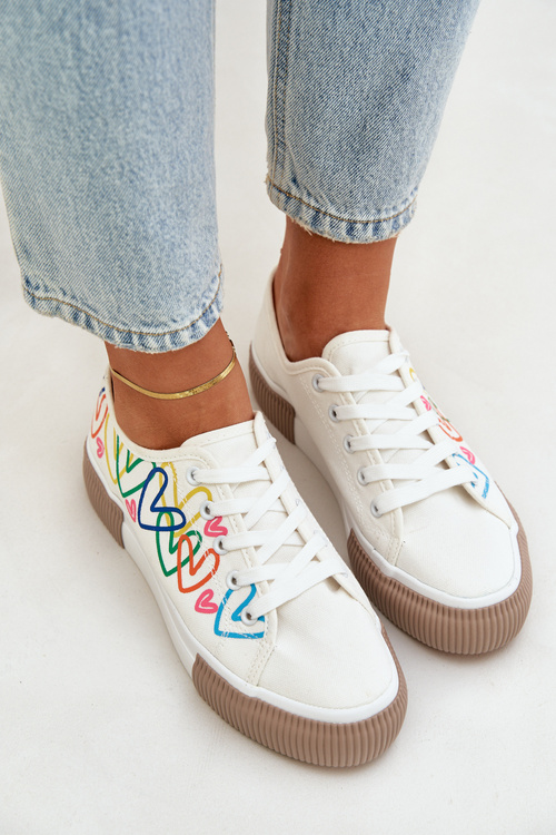 Tenisówki Trampki W Serca Damskie Białe Fonirea