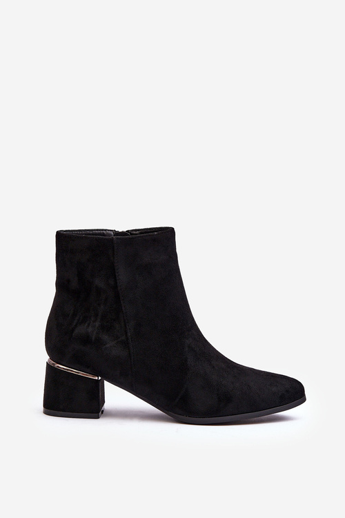 Botki Damskie Zamsz Obcas Czarne Mebassa 23BT35-6420