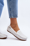 Women's White Cut-out Loafers Rasirna