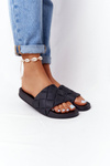 Women's Black Rubber Slippers Let's Swim
