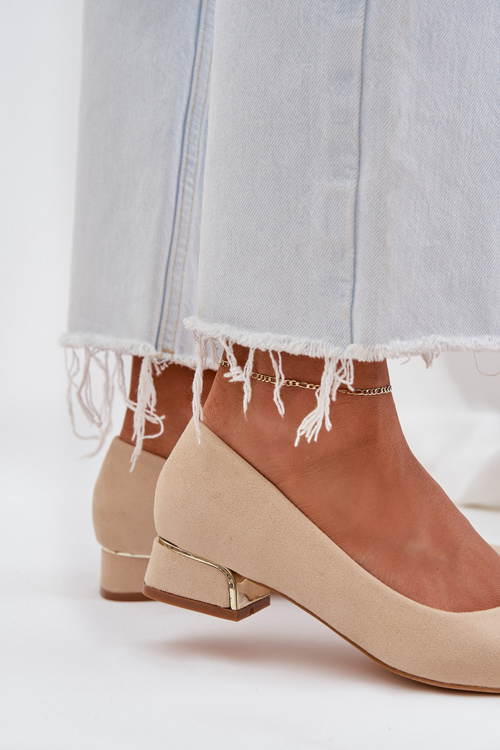 Low Heel Pumps With Pointed Toes Beige Terilara