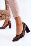Leather Snakeskin Pumps La.Fi 230027BR-XS Brown