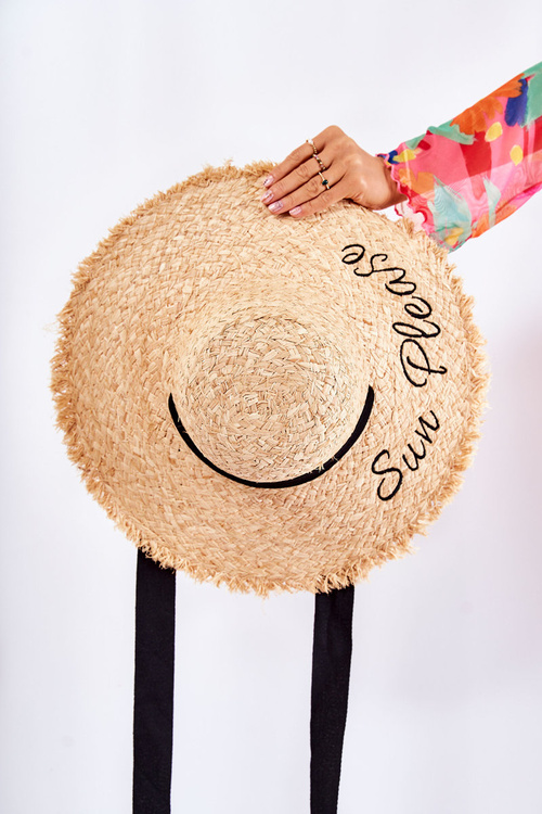 Women's Hat With A Black Strip Beige Marsela