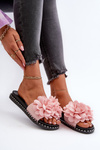 Women's Pink Flower Embellished Sandals Cellanen