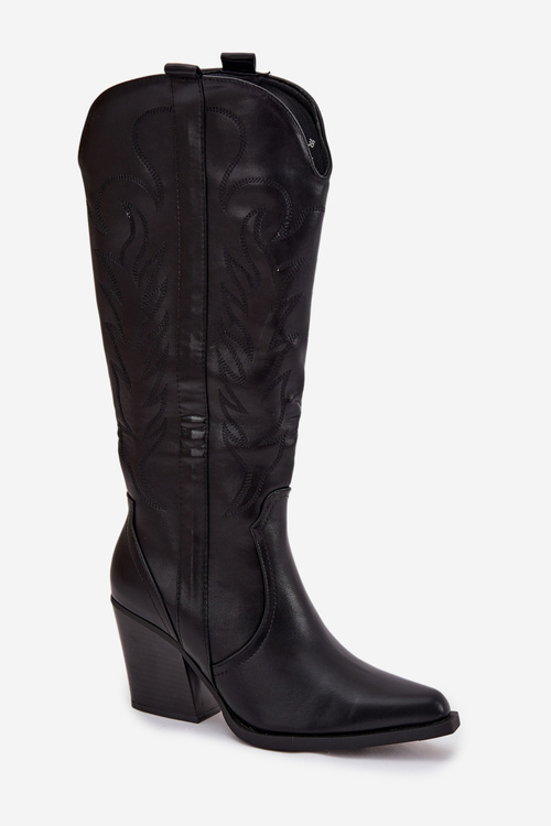 Cowboy Boots On Heel Eco Leather Insulated Black Zareen