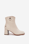 Insulated leather ankle boots with heel Maciejka K7203-04 beige