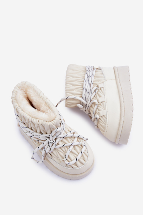 Children's Snow Boots Insulated With Thick Fur Light Beige Nastira