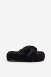 Furry Women's Slippers On Thick Sole Black Lavitera