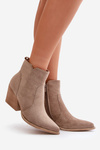 Insulated cowboy boots eco suede with zipper dark beige Virtris