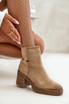 Women's Heeled Boots Insulated Eco Suede Beige Arkesia