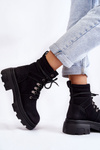 Leather Warm Lace-up Boots Black Merisha