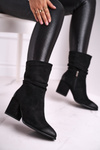 Women’s Boots On High Heel Eco-Suede Black Up Side