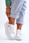 Women's Leather Platform Sports Shoes White Saul