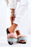 Slippers With Natural Fur Pink-green Naturis