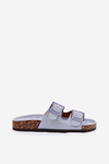 Women's sandals with buckles on cork sole blue Sercele