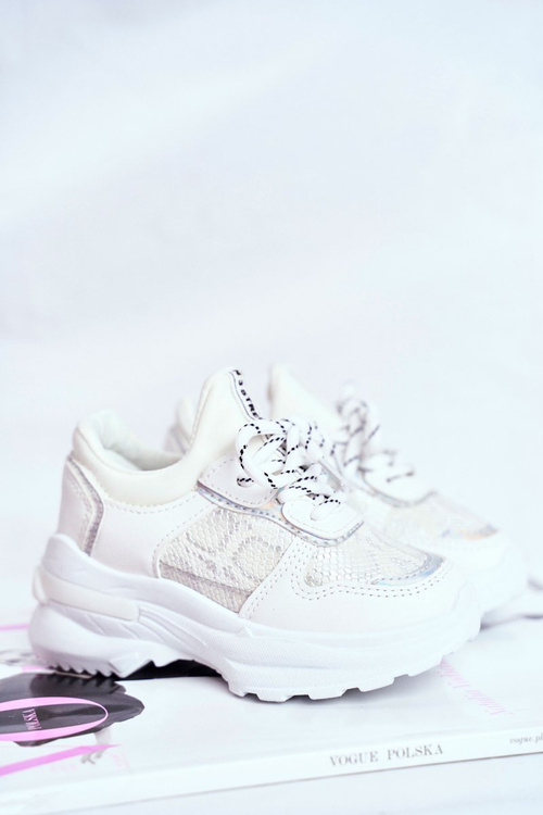 Children's Sports Shoes with Snake Pattern White and Silver Matilda