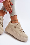 Women's platform sneakers in beige Eshen
