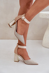 Heeled Sandals With Pointed Toes Beige Gekkaria
