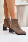 Women's Heeled Ankle Boots with Zipper Dark Beige Tinamar