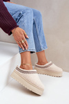 Snow Boots Slippers On Platform With Sheepskin Light Beige Leaniella